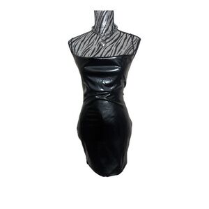 Missguided Vinyl Black Mini Dress